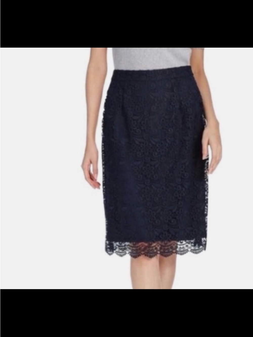 Uniqlo Navy Lace Pencil Skirt